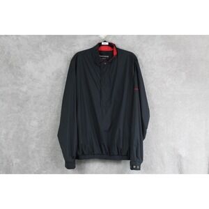 Dryjoys FJ FootJoy‎ Golf 1/4 Zip Jacket Mens L Black Windbreaker Active Golfing